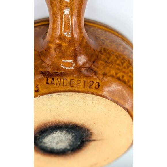 Landert 20 Fondue Casserole Gold Stoneware Glazed 8" Hollow Handle Swiss Made - Picture 4 of 4